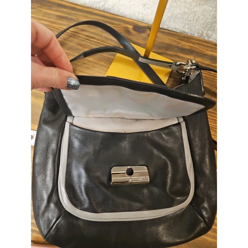 Coach Kristin Spectator Leather Hobo 2 Way Bag Convertible‎ Monochrome  Pt02 - Picture 10 of 16